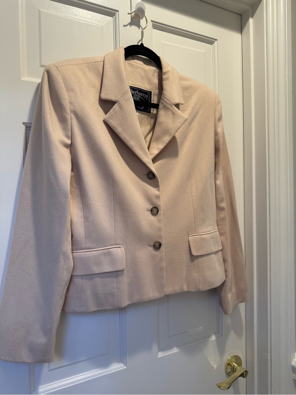Burberry Cream Wool Blend Tailored Jacket